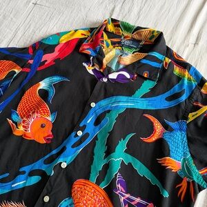 Polo Ralph Lauren Vintage Koi Caldwell Loop Collar Button Up Shirt Men’s XL